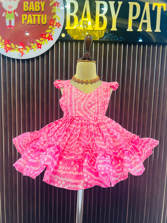 Baby Pink Color Kota Cotton  Frock