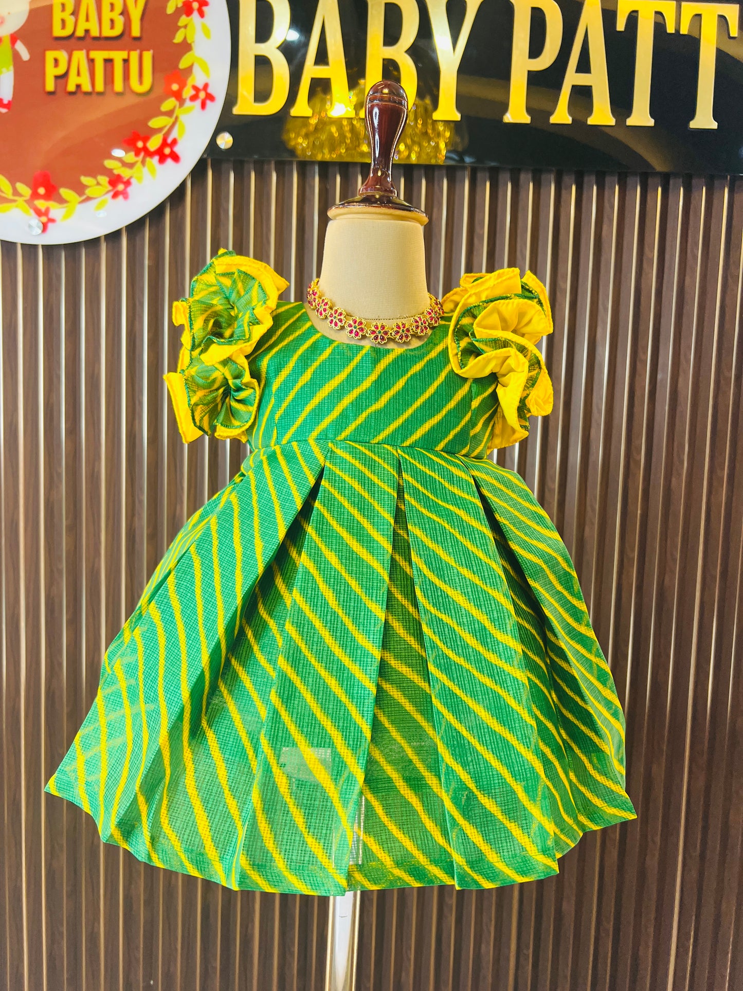 Green Color Kota Cotton Frock