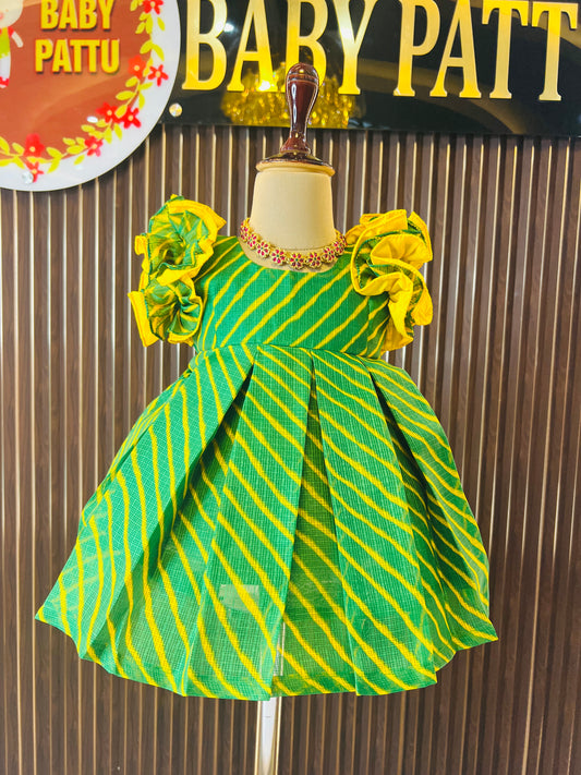 Green Color Kota Cotton Frock