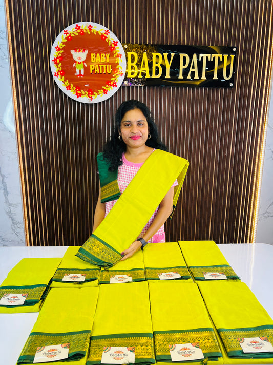 Parrot Green Soft Silk  Saree