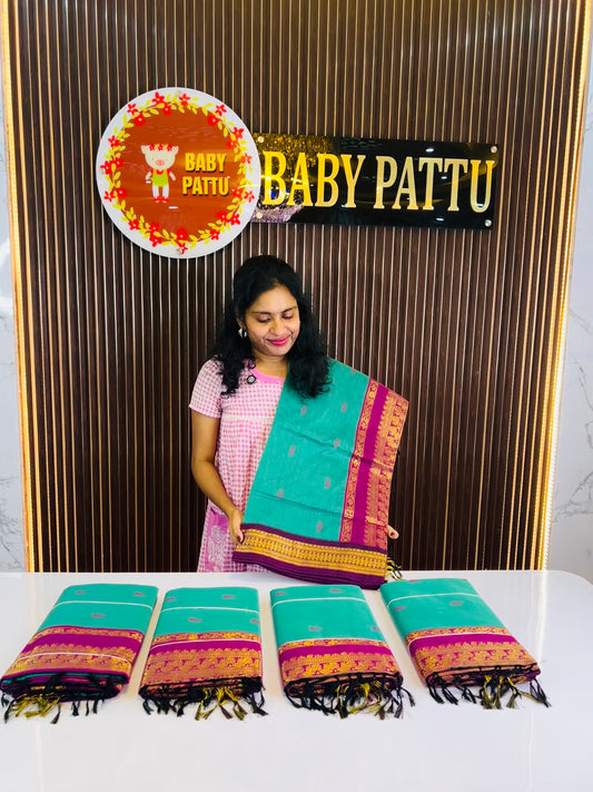 Sea Green Color Kalyani Cotton Saree