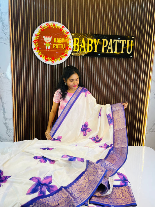 White And Purple Saree