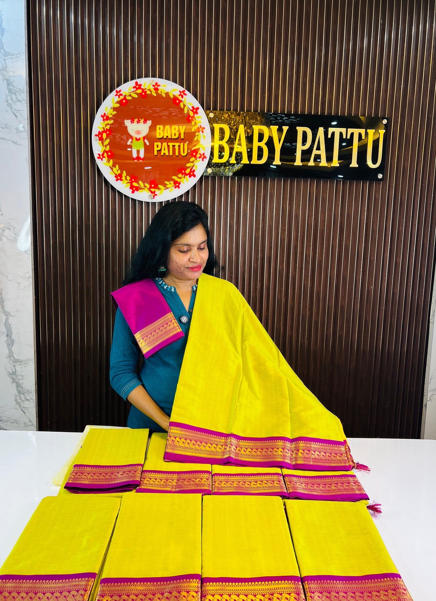 Bright Green And Purple Soft Silk Saree