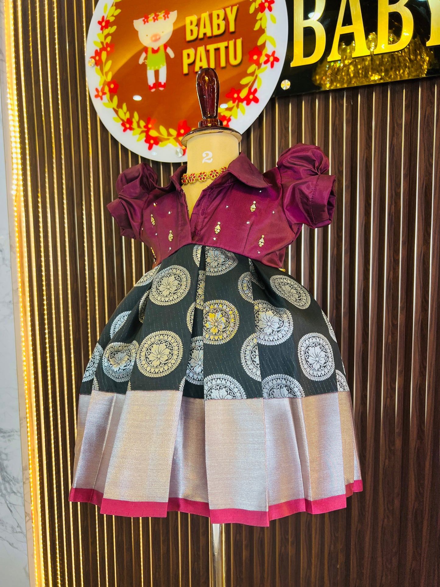 Wine & Black shirt model Frock