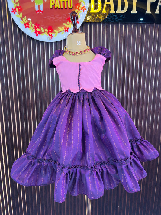 Baby Pink Top And Purple Coat Model Frock