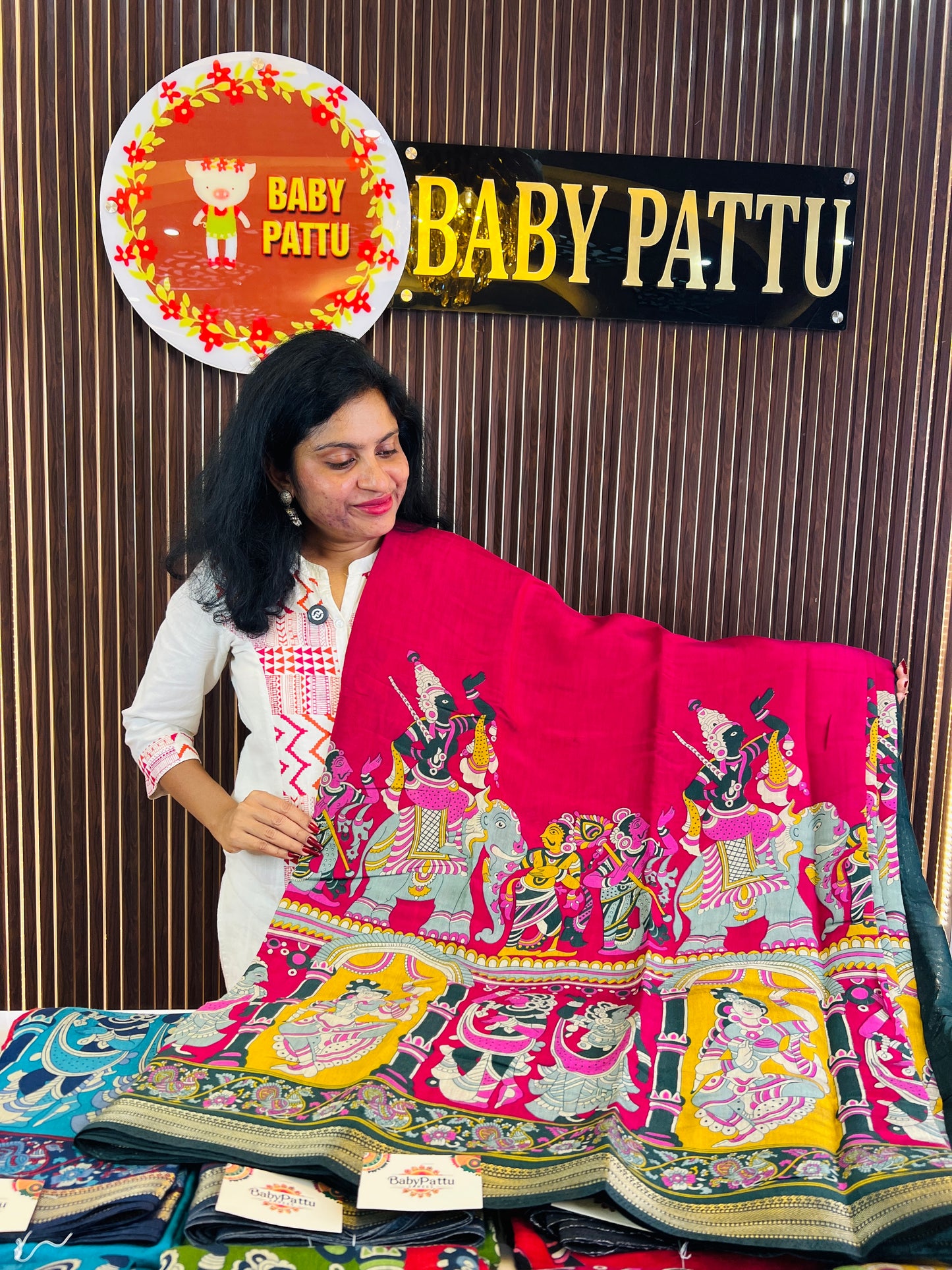 Pink Kalamkari Pure MUL MUL Cotton Saree