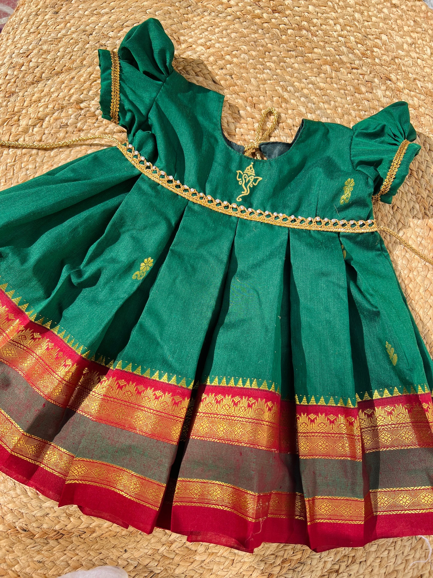 Beautiful Green Hand Painted frock || Ganesh Chathurthi Collection 2026