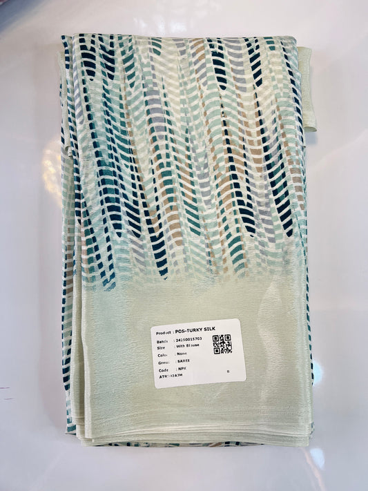 Mint Green Crepe Soft and Comfortable Daily wear Saree