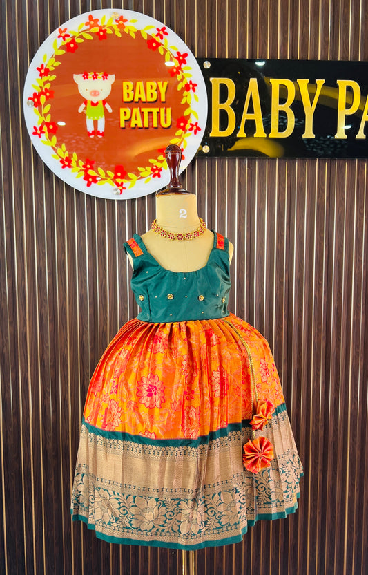Orange and Green Frock