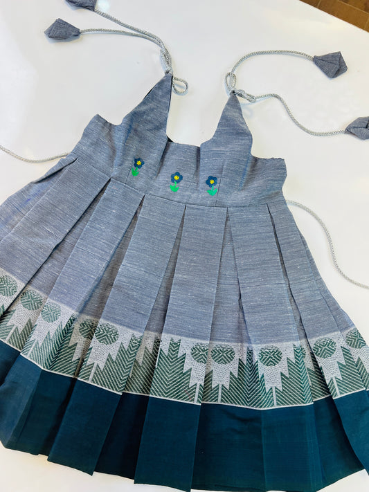 Pure Cotton Grey And Black Frock