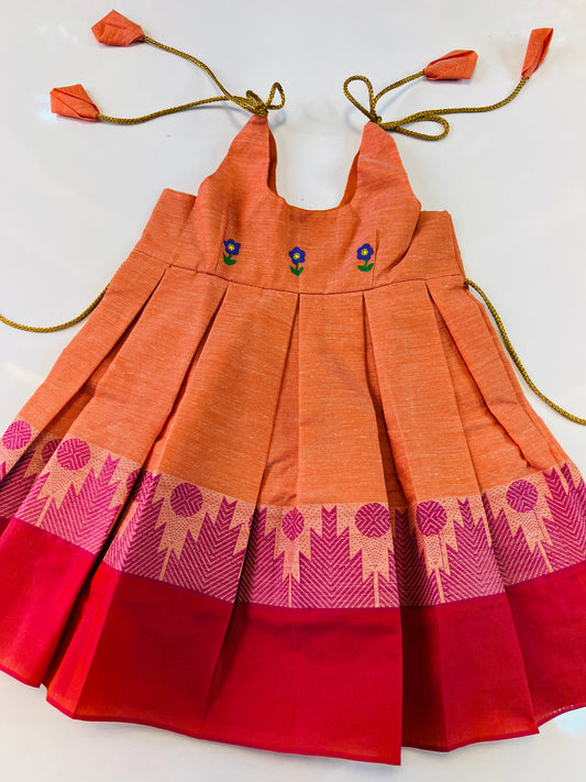 Dark Peach Colour Cotton Frock