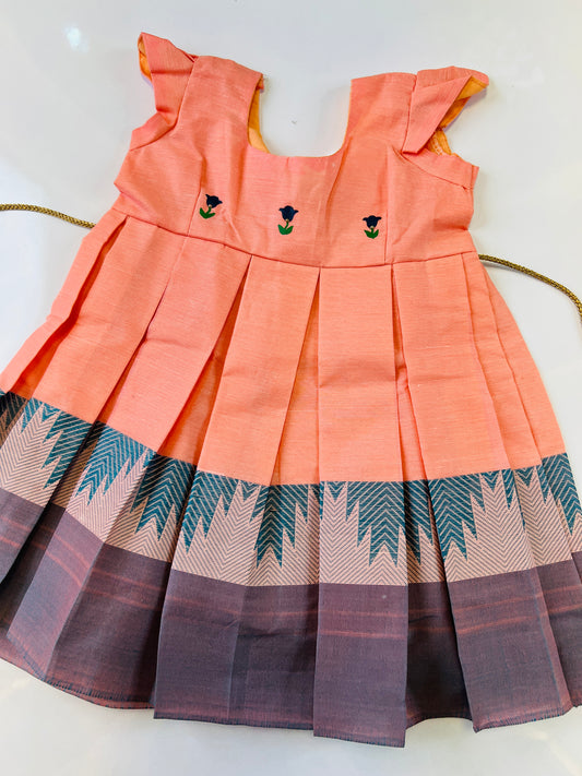 Peach colour Cotton Frock