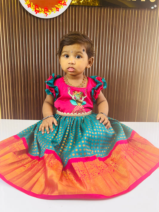 Varalakshmi collection 2025 ||  Pink & Rama Green Colour Frock