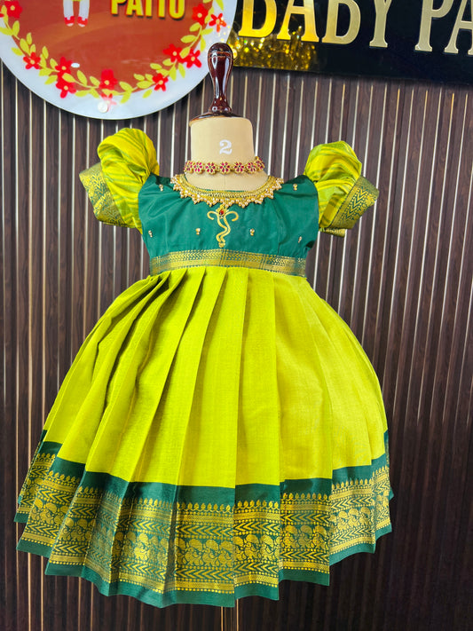2025 - Ganesh Chathurthi Collections - Green And Parrot Green Frock