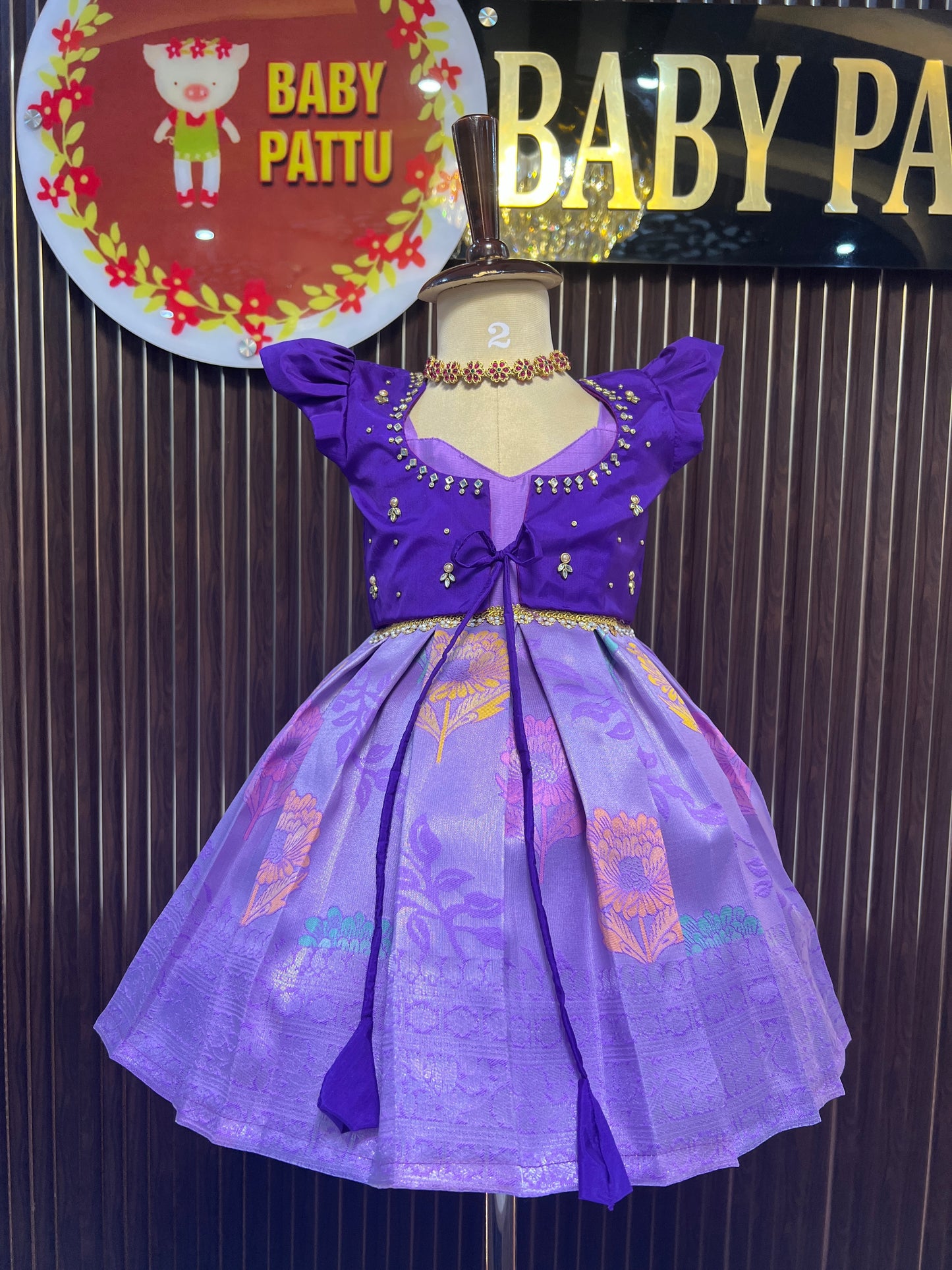 Purple & Lavender  2 in 1  Overcoat Model Frock