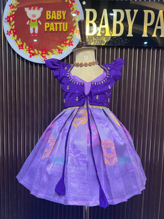 Purple & Lavender  2 in 1  Overcoat Model Frock