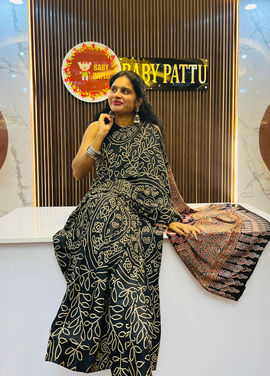 Gorgeous Bandini Print Modal Black Color Saree