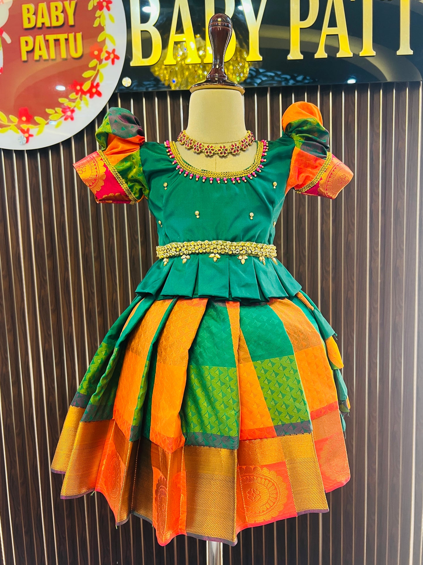 Pongal 2026 / Makara Sankranthi 2026 Collections - Green Top And Multi Color Bottom Pattu Pavada