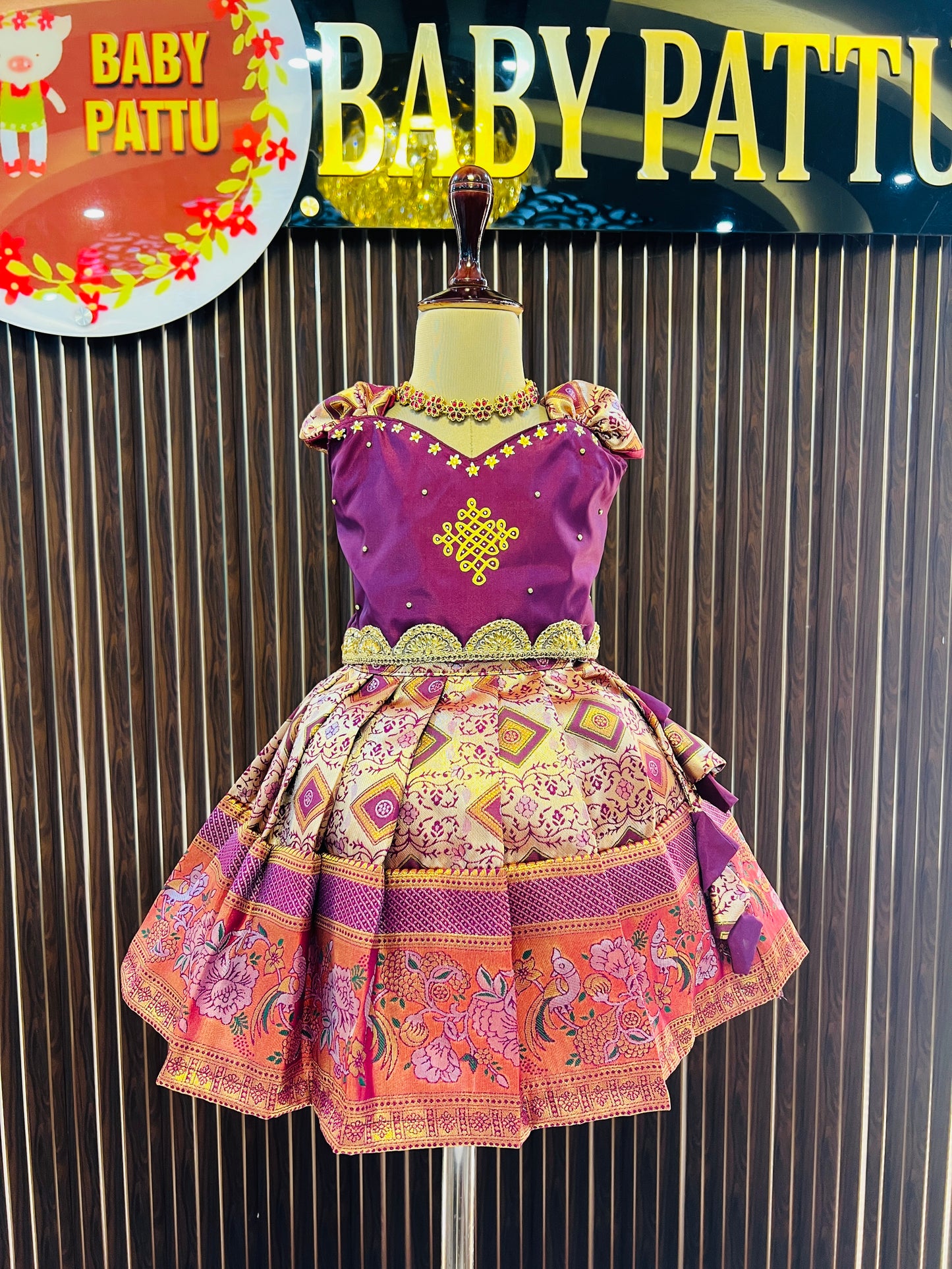 Wine Color Meenakari Silk Pattu Pavada - Pongal 2026 / Makara Sankranthi 2026 Collections