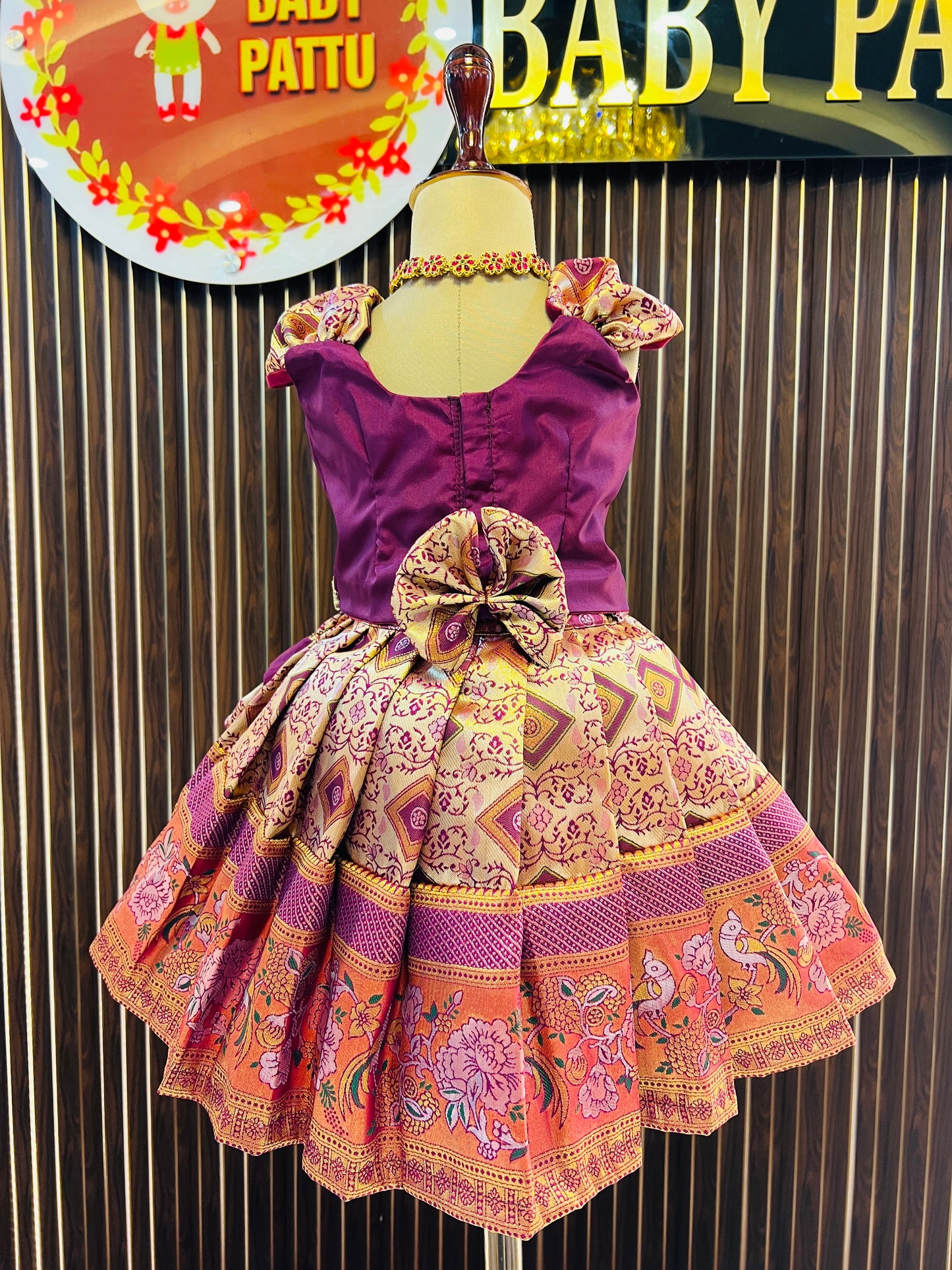 Wine Color Meenakari Silk Pattu Pavada - Pongal 2026 / Makara Sankranthi 2026 Collections