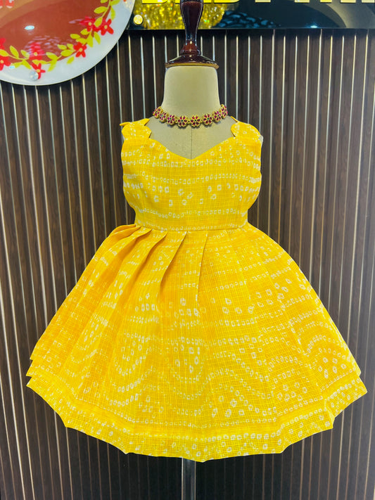 Yellow Color Kota Cotton Frock - Summer Collections 2026
