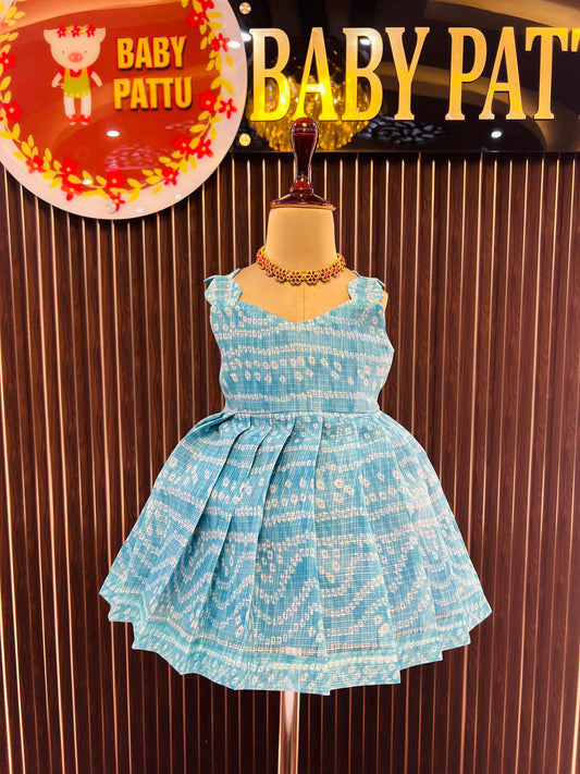 Sky Blue Color Kota Cotton Frock - Summer Collections 2026