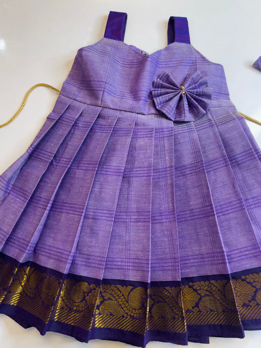 Pure Cotton Frock With Purple Strap