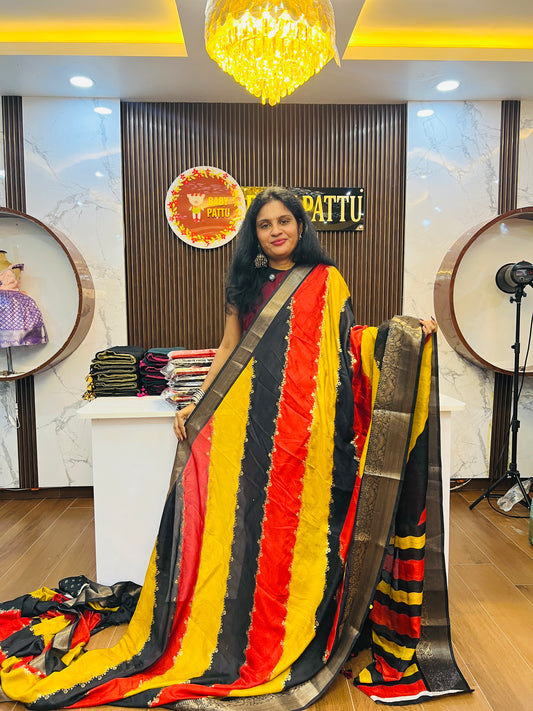 Instagram Trending Multicolor Silk Saree