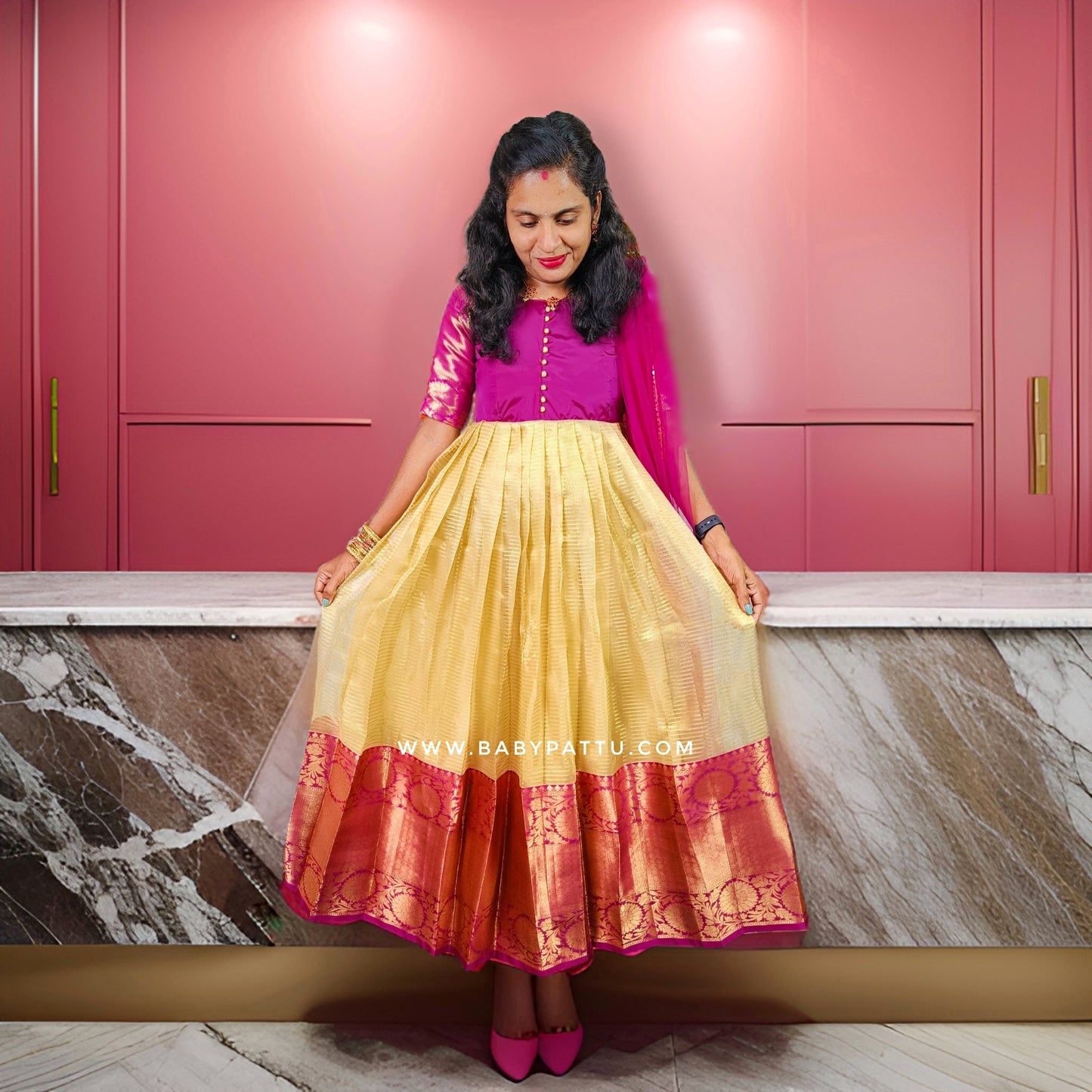 Golden Tissue and Purple Frocks Combo