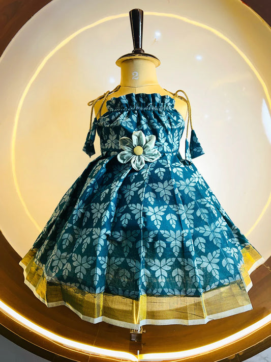 Peacock Blue cotton Frock
