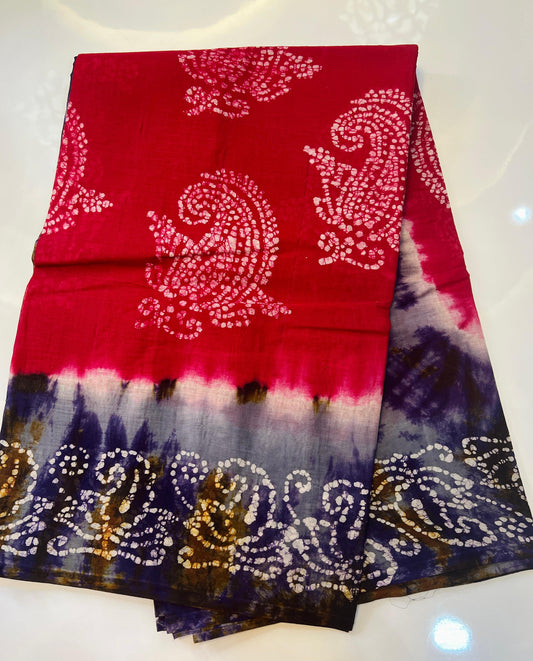 Tamoto Red Color Venkatgiri Pure Cotton Saree