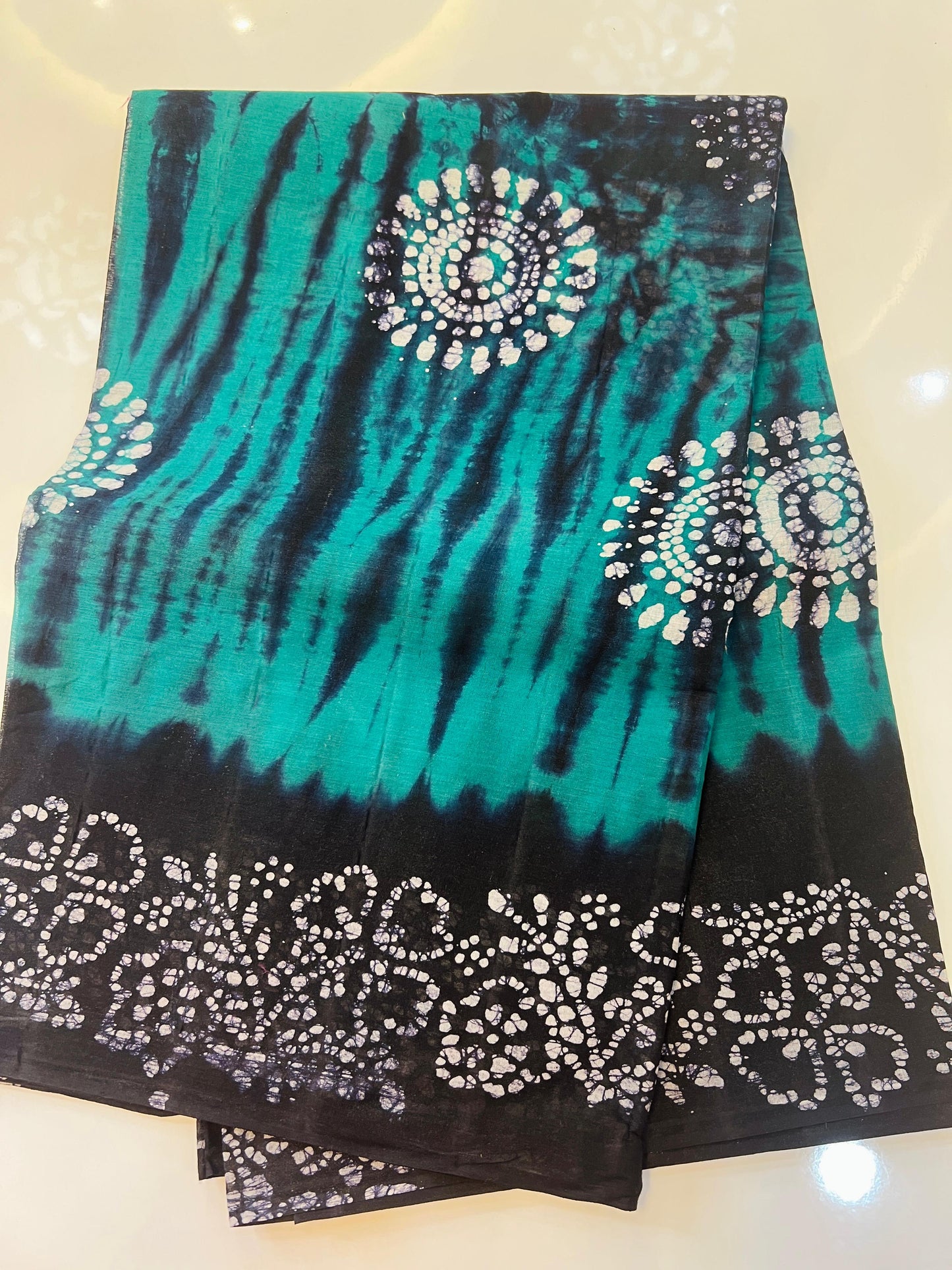 Turquoise Colour Venkatgiri  Pure Cotton Saree With Black Shade