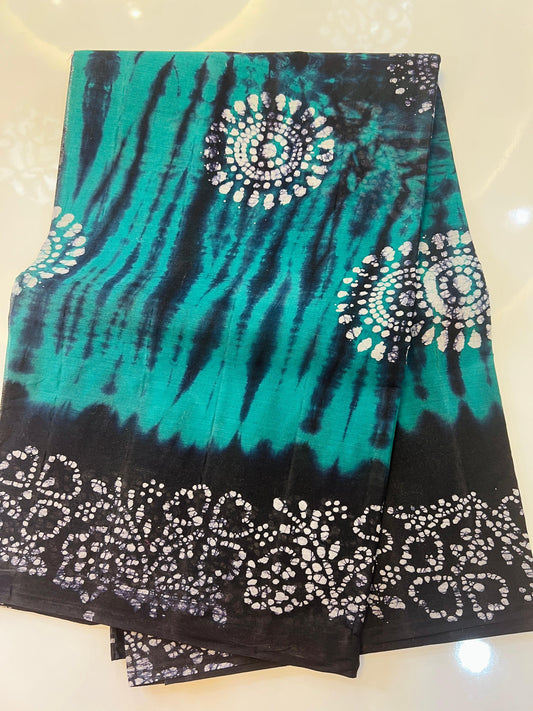 Turquoise Colour Venkatgiri  Pure Cotton Saree With Black Shade
