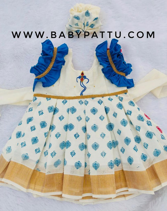 Rin Blue  &  White Kasuvu Cotton Frocks