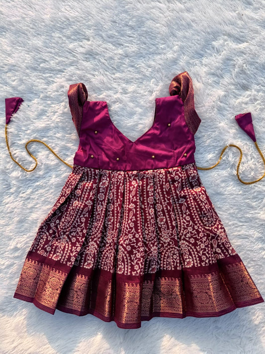 Wine Colour Dola Frock