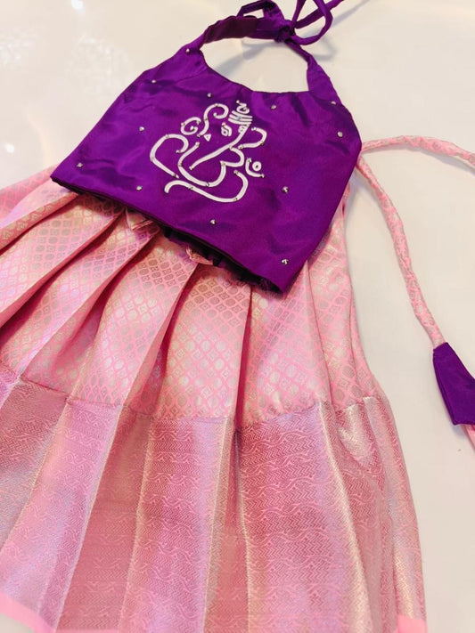 2025-Ganesh chathurthi Collections - Purple Top & Baby Pink Pattu Pavada