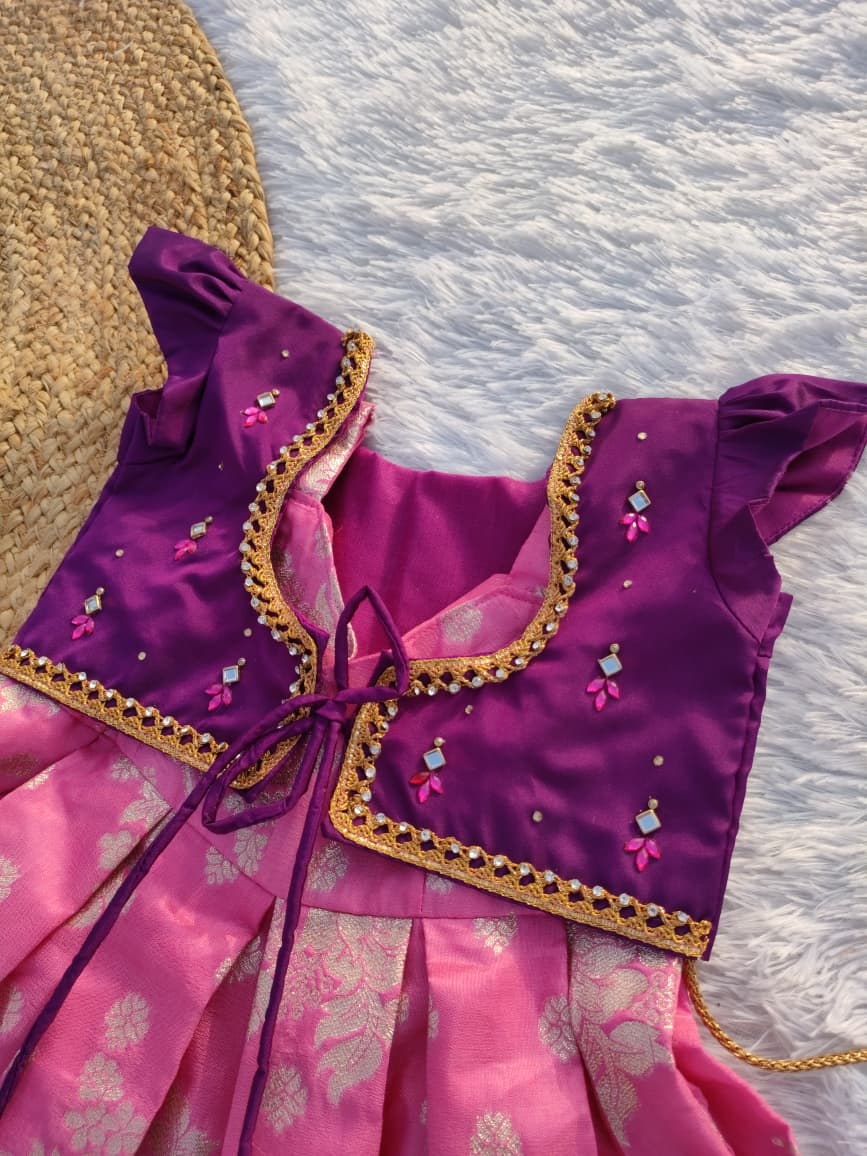 Purple & Pink Coat Model Frock