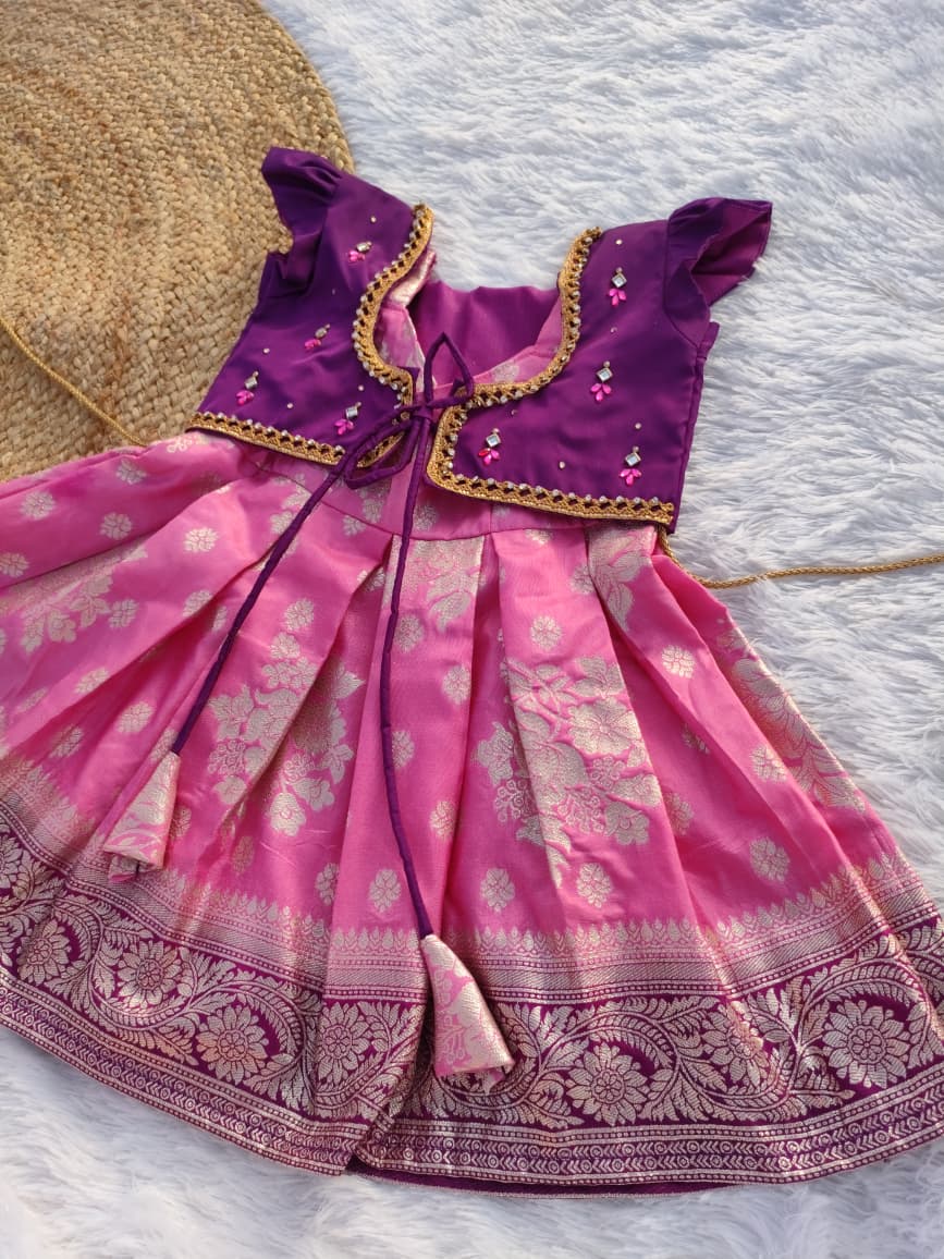 Purple & Pink Coat Model Frock