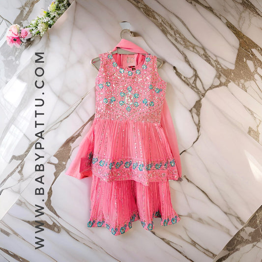 Pink Sharara Plazo Set Along with Dupatta