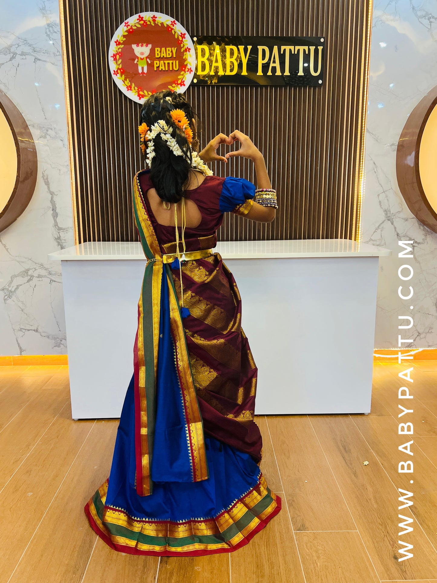 Beautiful Royal Blue And Maroon Color Half Saree