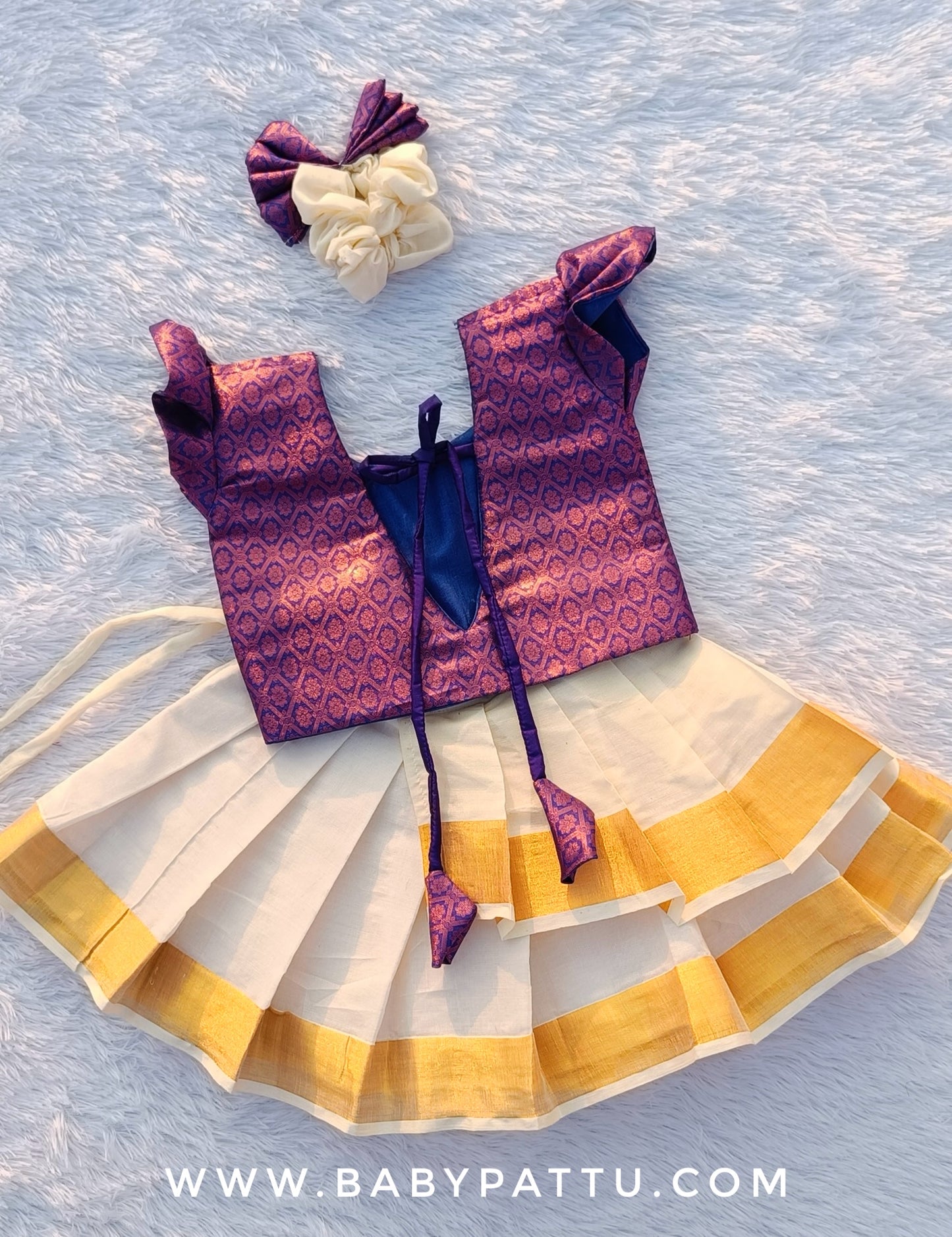 Blue & Kerala Pattu Pavada