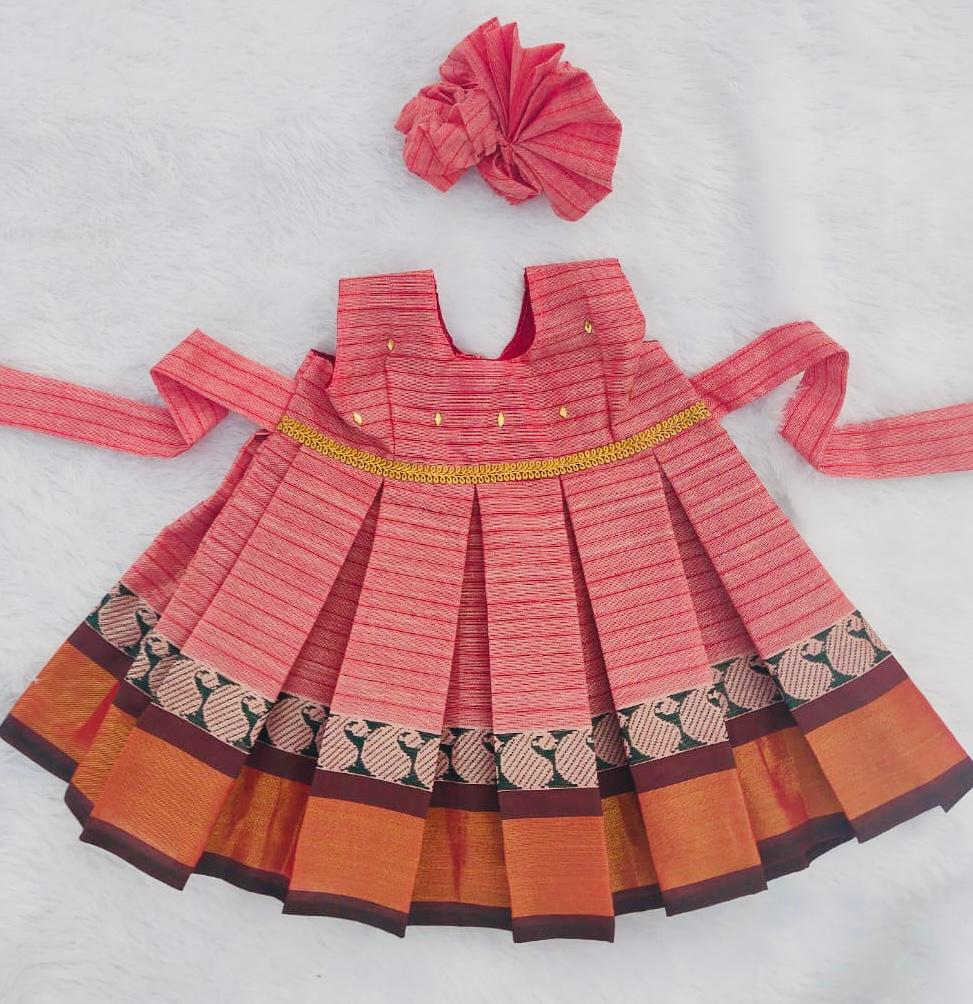 Brick colour cotton frock