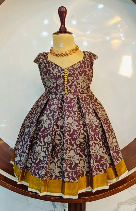 Brown Colour Kerala Cotton Frock