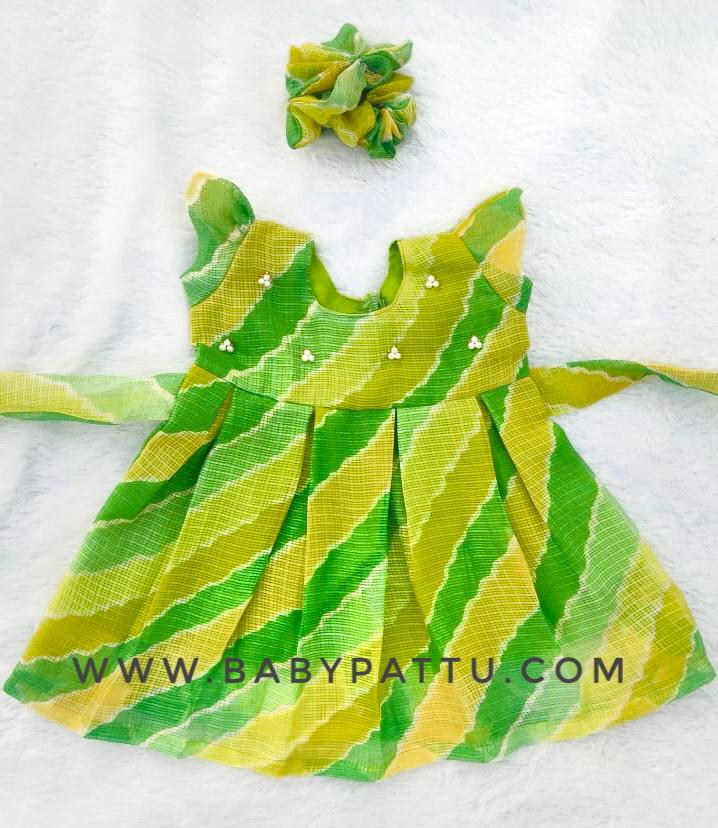 Green Soft Kota Cotton Frock