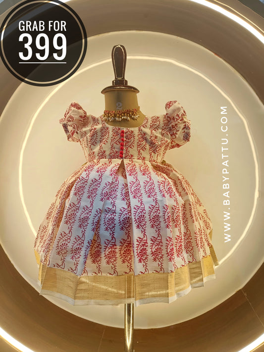 🌾 Pink Kerala Cotton Frock || Vishu Collection || 2025 || 🌾
