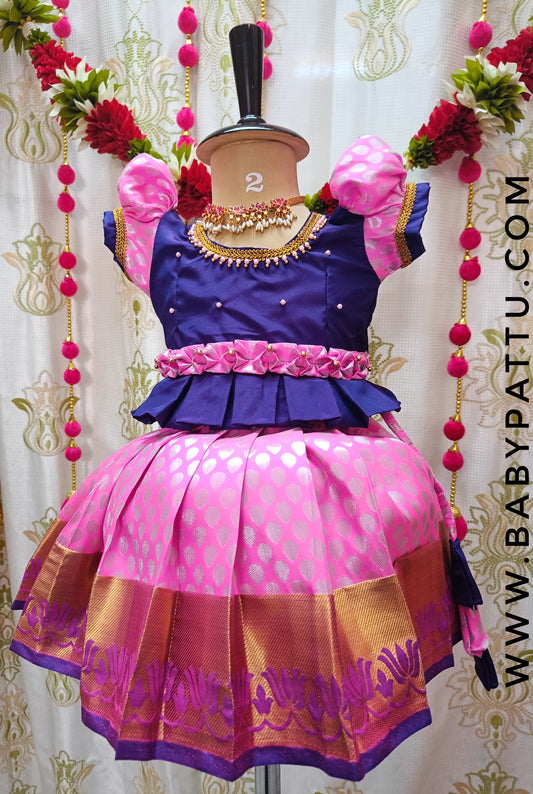 Purple & Candy pink Pattu pavada