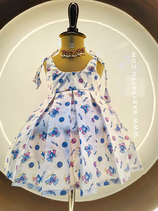 🌾 Blue  Cotton Frock With Teady Print || Vishu Collection || 2025 || 🌾