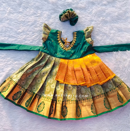 Green & Yellow Remo Modal Frock
