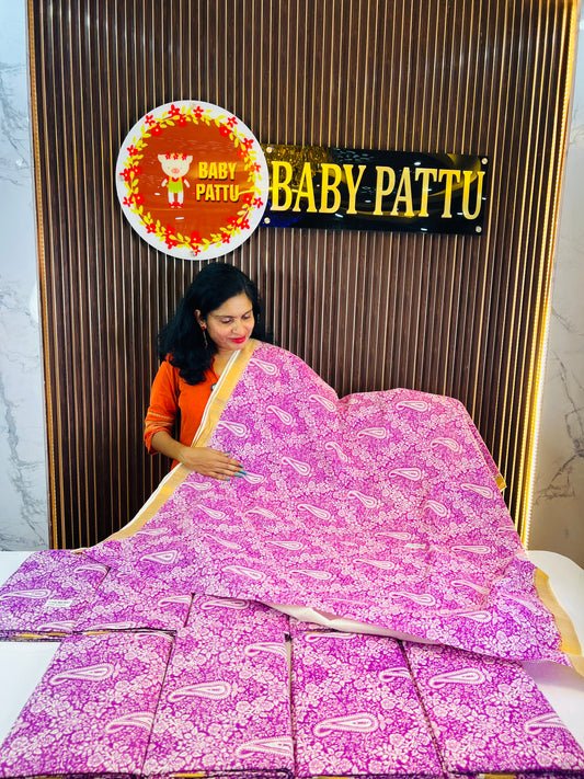 Purple Color Kerala Cotton Saree