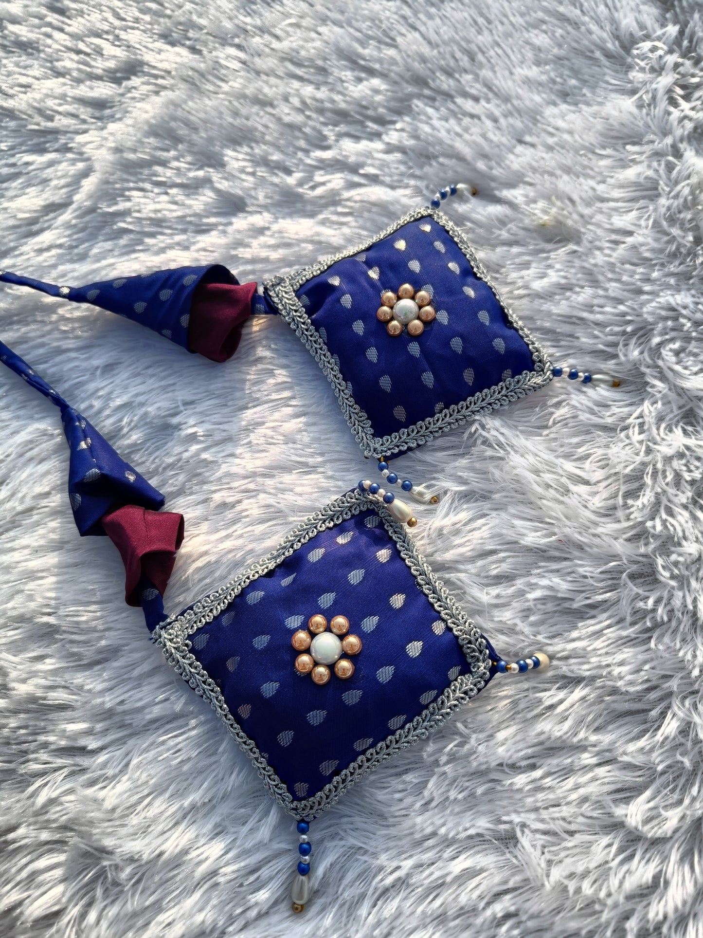 Wine & Blue Pattu Pavada